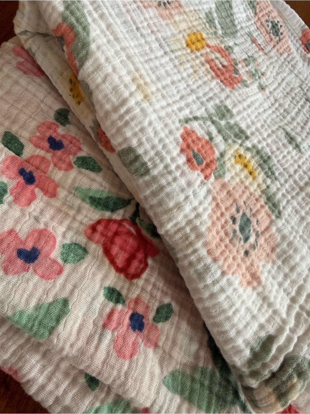 Set of 2 Cloud Island Floral Cotton Muslin Swaddle Blankets pink green yellow